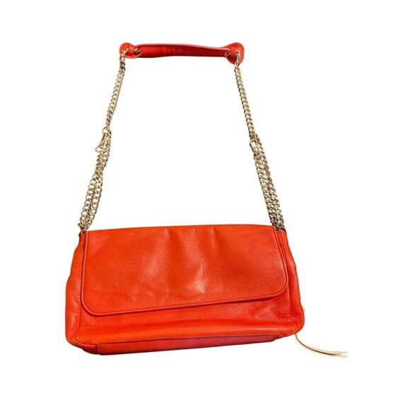 Coccinelle Shoulder Bag Red/Beige Crossbody Chain Strap Read Zip Pocket - Picture 4 of 13